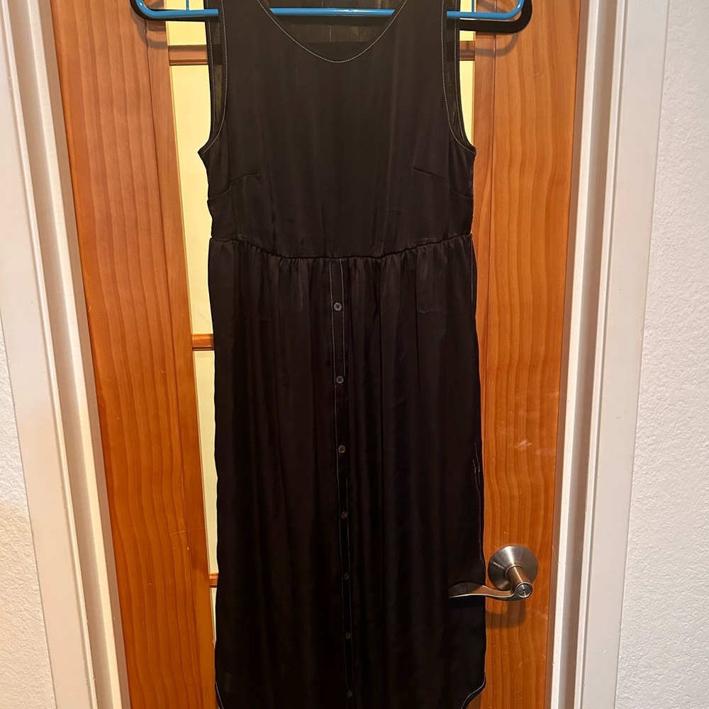 All Saints Black Button-Down Midi Dress